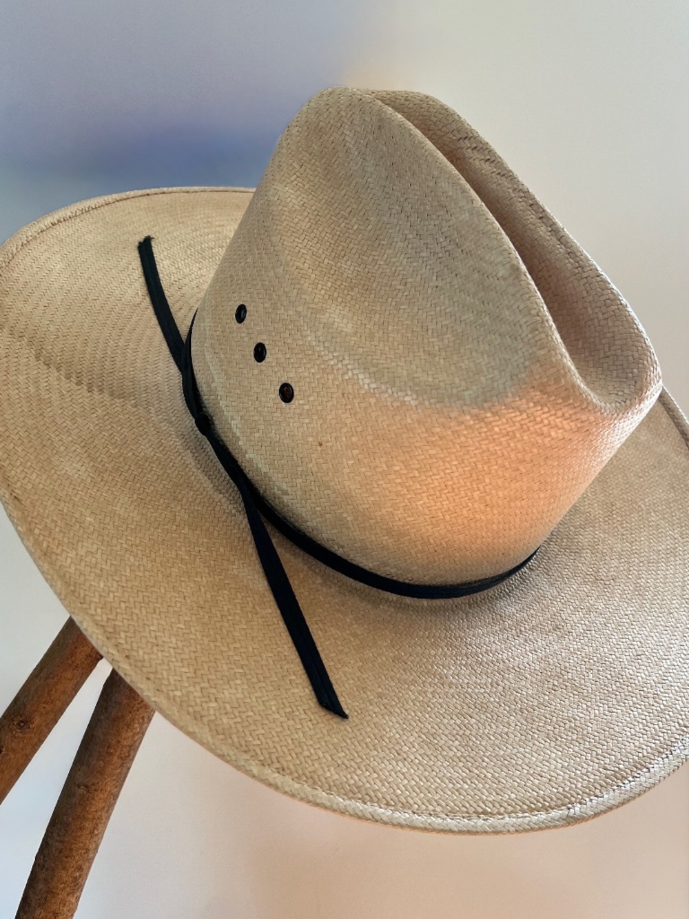 Vintage Master Hatters of Texas Handwoven Shantung Straw Cowboy Hat Flat Brim
